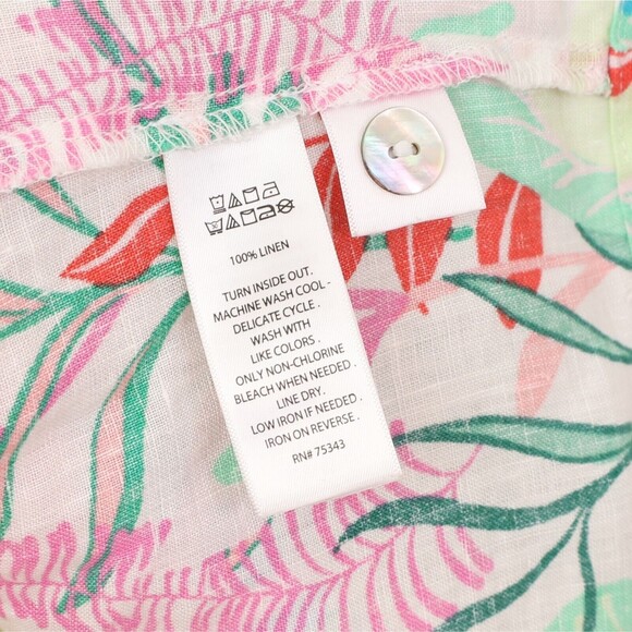 CYNTHIA ROWLEY Tropical Linen Square Neck Top XS Button Back Multi-Color NEW B37 - Picture 6 of 6
